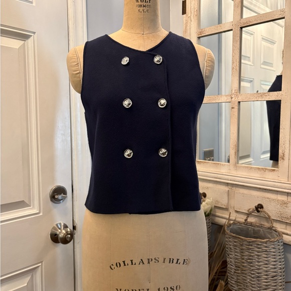 Zara Tops - Zara Navy Double-Breasted TankTop/ Vest with Shiny Button Detail Size Medium
